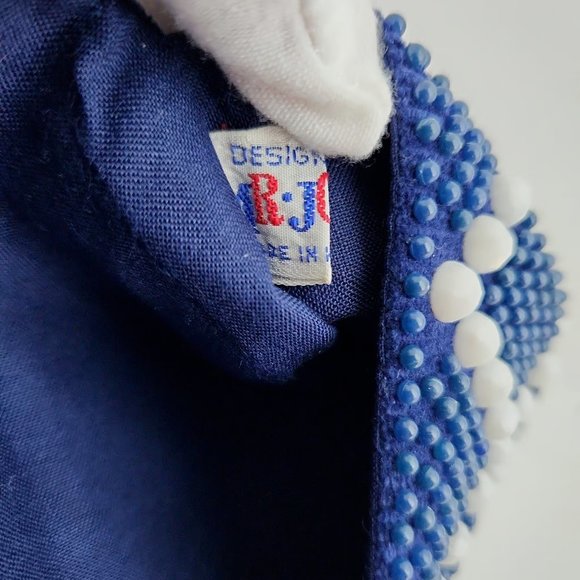 Vintage Beaded Clutch Bag, Designed by Mr. Jonas, Blue & White, Hong Kong - Picture 6 of 10